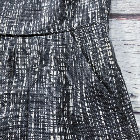 J Crew Womens Dress sz 8 Gray Cream Fit & Flare Lined Cotton Unique Button Back - Picture 7 of 10